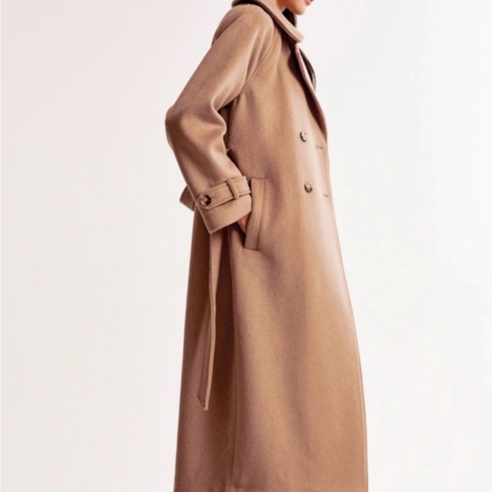 Abercrombie Carrie Wool-Blend Trench Coat in Camel - NWT - Picture 3 of 4